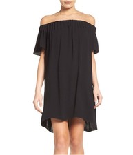 French Connection Womens Evening Off-Shoulder Dress, black, 4