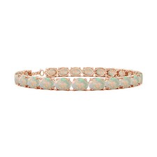 ANGARA Natural 10.8 Ct Oval Opal Tennis Link Bracelet in 14K Solid Gold