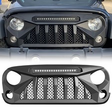 Front Mars Grille Grill Woff-road Led Lights For 07-18 Jeep Wrangler Jk Jku