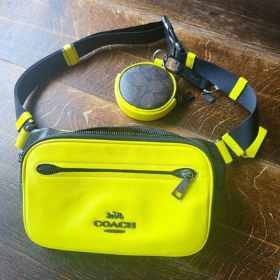 Coach Gürteltasche Fanny Pack Bauchtasche belt bag neon gelb wie neu