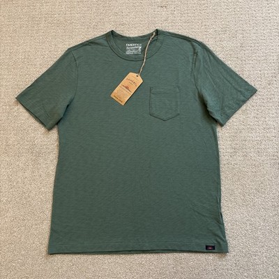 Faherty Sunwashed Short Sleeve T Mens Sz M Green Organic Cotton Pocket Shirt