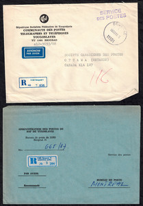 Yugoslavia 1987-88 3 Official Registered Airmail Covers to Canada