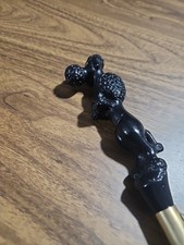 VTG POODLE DOG SHOE HORN BAMBOO WOOD HANDLE w