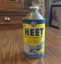 Vintage DeMert Heet Gas Line Anti-Freeze Cone Top 12oz Tin Can D&D Chicago
