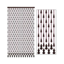 Wood Beaded Curtain for Doorway, 35.5 x 78 inches Retro Door String Curtain, ...