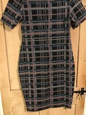 Vintage 1990s dorothy perkins black brown check stretch shift dress size 12 VGC