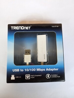 TRENDnet TU2-ET100 USB 2.0 to 10/100 Mbps Ethernet Adapter White