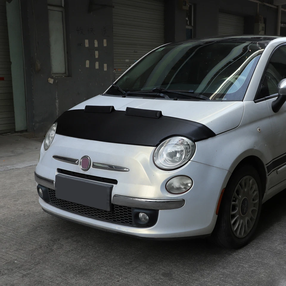 Pu Leather Bonnet Bra Shield Protector Guard Stone Deflector Fits Fiat 500 07-24 - Image 2 of 4
