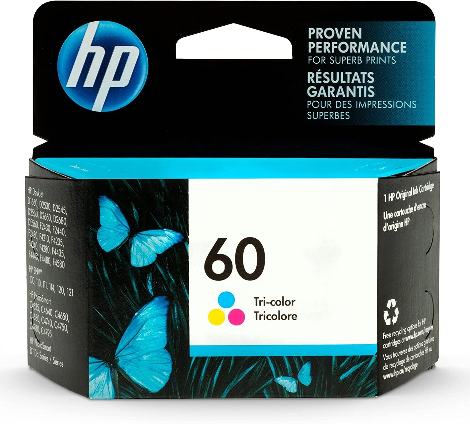 NEW Genuine HP 60 Tri-Color Ink Cartridge Deskjet D1660 Retail Box