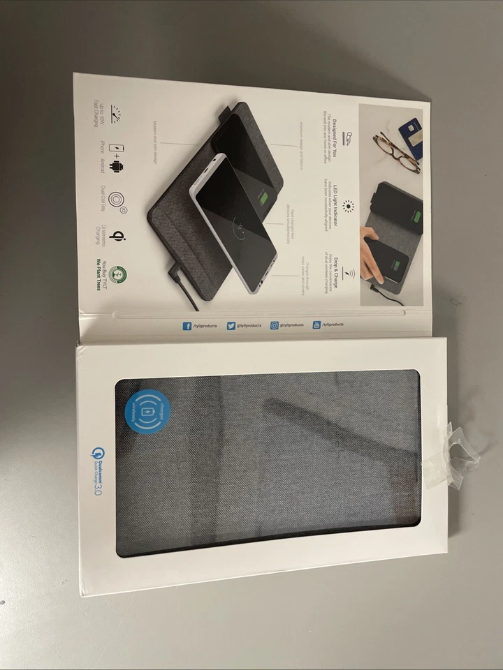 Tylt Fast Charge Dual Wireless Charger Charging Mat - Gray - Image 2 of 4