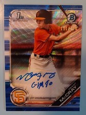 2019 Bowman Draft Chrome 1st Grant McCray Blue Wave Refactor Auto /150 #CDA-GM