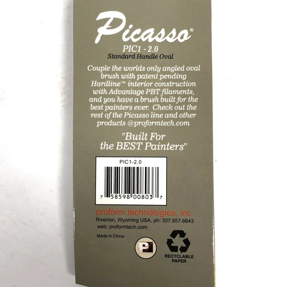 Pincel de látex/óleo Proform Picasso PIC1-2.0 angular oval 2.0" novo HARDLINE  - Imagem 2 de 4