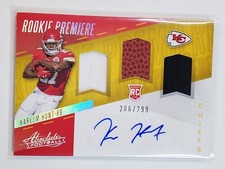 Kareem Hunt 2017 Absolute Rookie Premiere Autografo Tripla Patch/299 Auto RPA