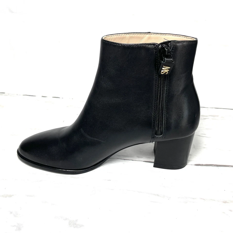 Stuart Weitzman Zapatos Para Mujer 5.5 B Negro Botines Cremallera Cuero Tacón Bloque Foto 4 de 4