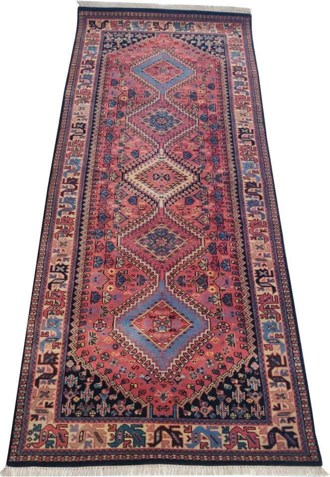 Alfombra de corredor vintage anudada a mano 3 x 7 tradicional auténtica 100 % lana Heriz Foto 2 de 4