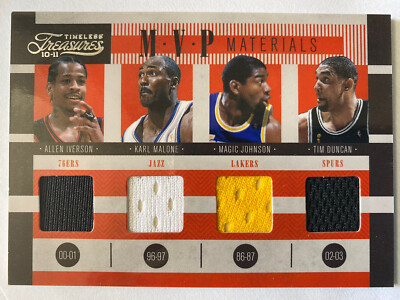 2011 Timeless Treasures MVP Game Used Patch Magic Iverson Malone Duncan + /25 SP
