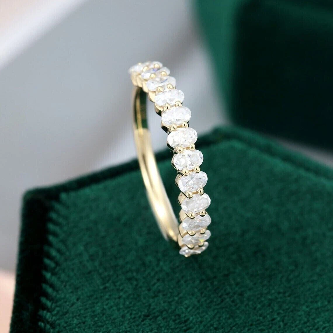 2CT Oval Cut Lab Created Diamond Womens Wedding Band Ring 14K