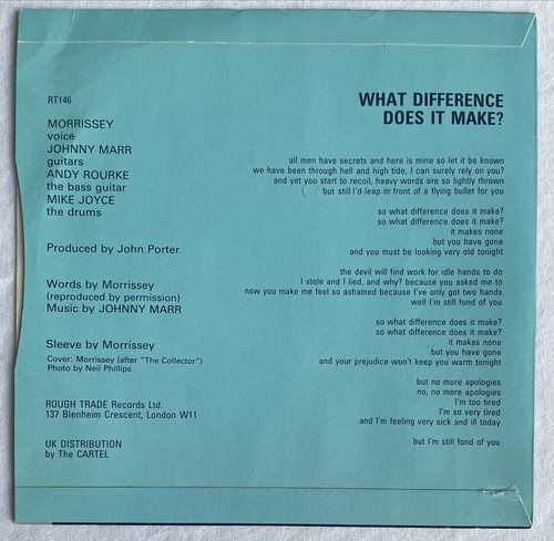 The Smiths -What Difference..- Rare Export 7” In Morrissey Sleeve /Solid Centre - Picture 4 of 4