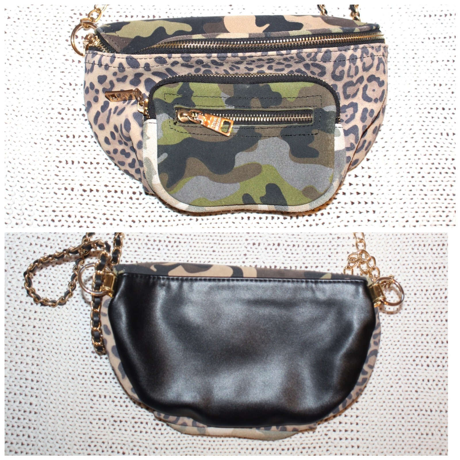 Steve Madden Summit Belt Camo Leather Bag animal print Adjustable straps