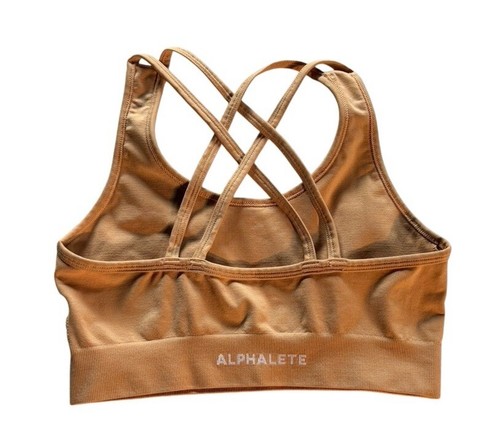 Alphalete Woman's Sz S Tan Clay Revival Sports Bra No Padding Gym Yoga - Picture 2 of 7