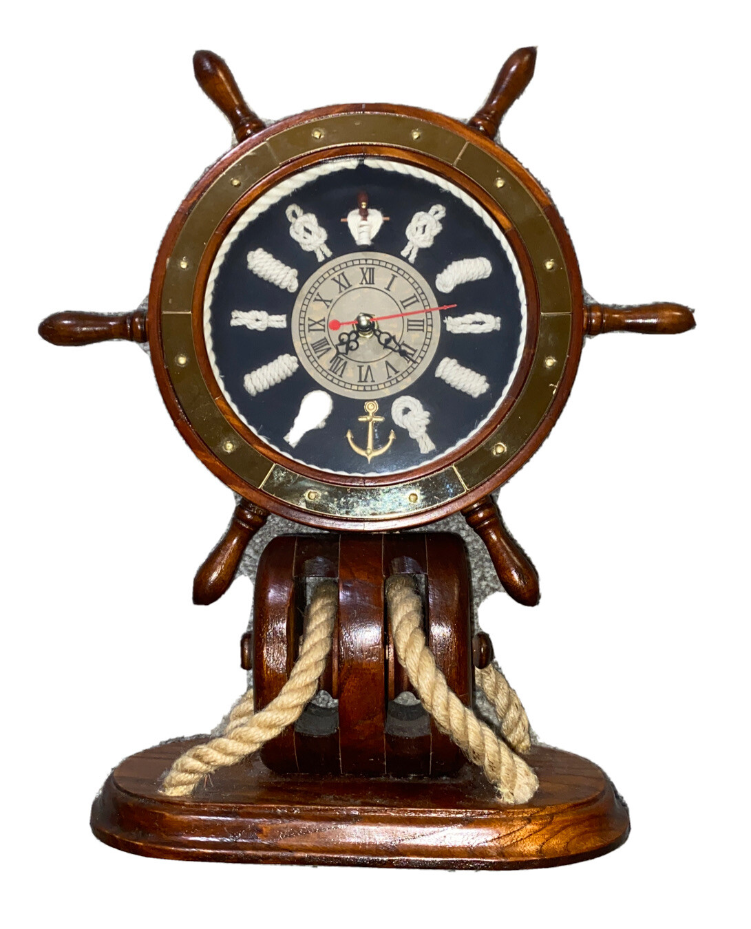 Rustic wooden ship wheel knot Decoration clock Not Working As Is eBay