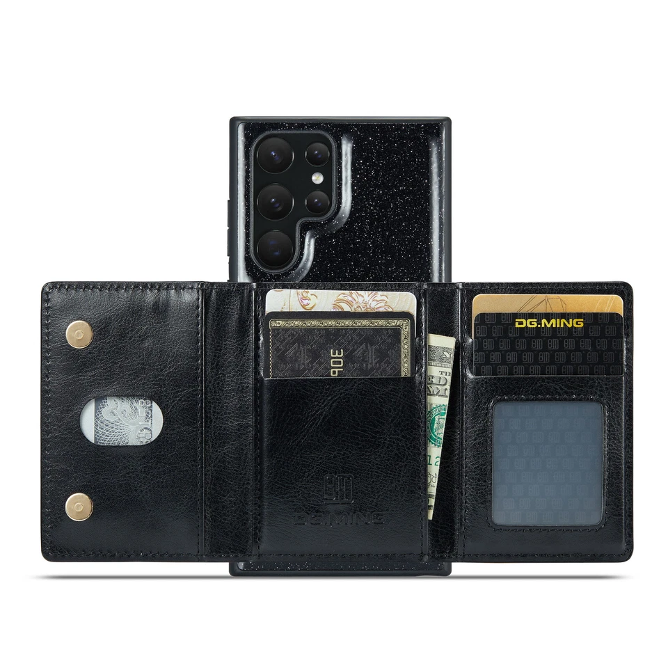 DG.Ming Glitter Leather Wallet Case Fr Galaxy S22 S23 Ultra Magnetic Split Cover - Image 2 of 4