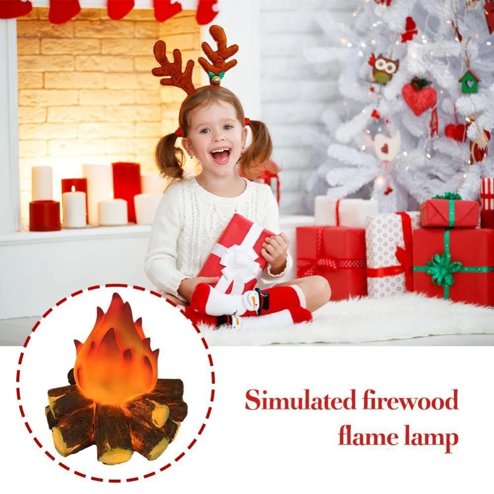 LED Flame Effect Light Table Lamp Bonfire Battery Bulbs Fake eBay