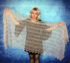 Handmade Knitted Goat Hair Fuzzy Orenburger Shawl Scarf Wrap Stole
