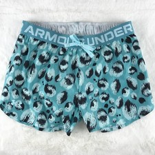 UNDER ARMOUR Kids Girls Printed Shorts Breeze Blue NWT LARGE