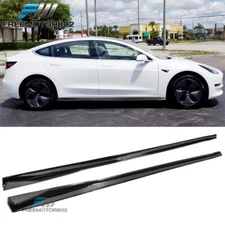Fits 17-23 Tesla Model 3 PP Gloss Black Side Skirts Rocker Pannel