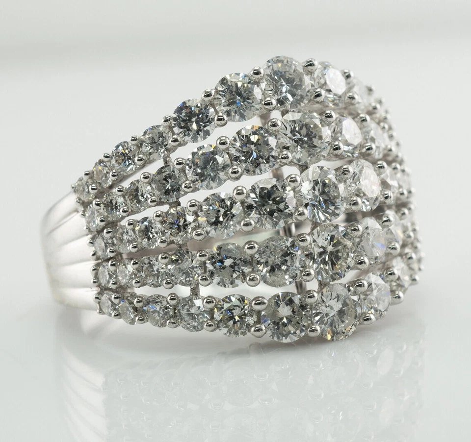 Mid-Century Genuine French Cut 3.03CT Diamonds 935 Silver Cluster Classic Ring - Image 3 of 4