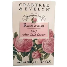 3.5 Oz Crabtree Evelyn Rosewater Bar Soap w Cold Cream 100 g Triple-Milled GIFT