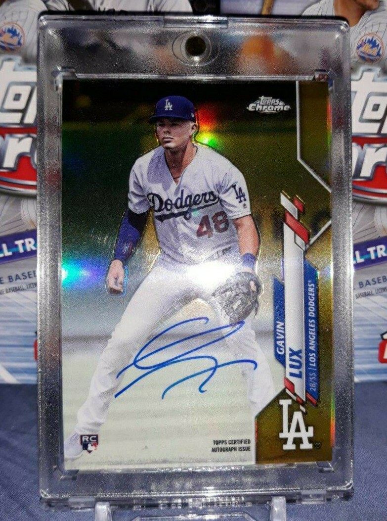 2020 Topps Chrome Gavin Lux Rookie Auto Gold Refractor 23/50, Dodgers