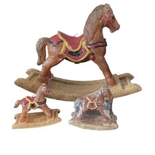 Pottery Barn Rocking Horse Christmas Candle Large and 2 Mini RARE Unused