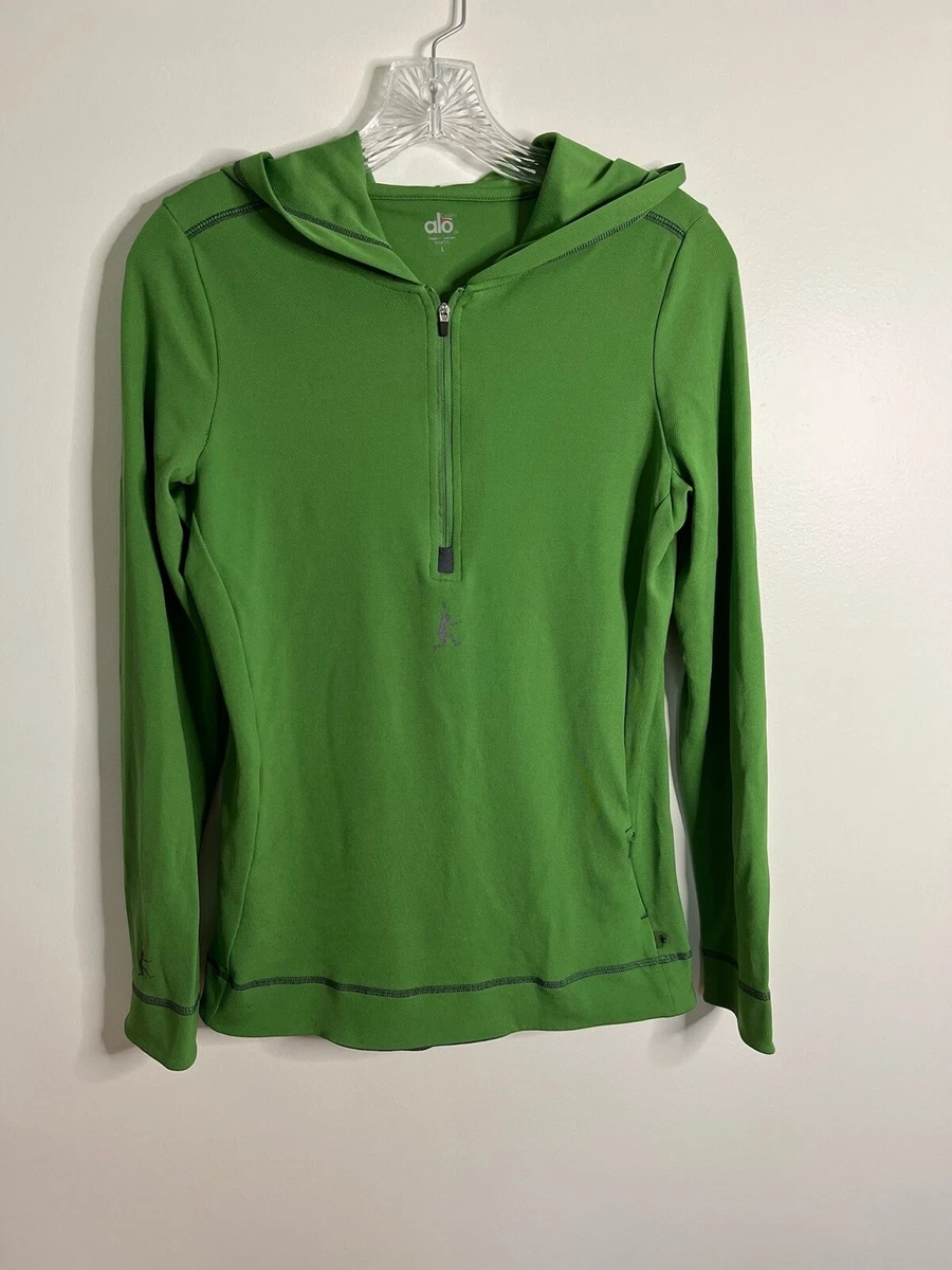 Alo Yoga Hoodie Green 1/4 Zip Athletic Hoodie Zipped Pocket Sz Large | eBay