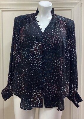 Torrid Smocked Crinkle Chiffon Blouson Sleeve Blouse Size 0 L 12 Windy Floral