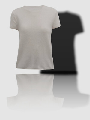 $395 TSE for Neiman Marcus Women's Beige Recycled Cashmere Knit T-Shirt Top Sz L