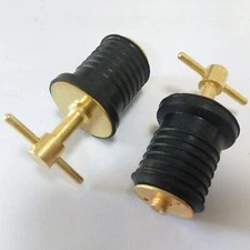 2 x 1" Drain Plug Rubber Brass Twist Boat Hull Livewell Drain Plugs