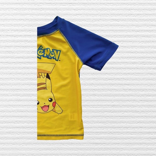 Pokémon Pikachu Boys Swim Shorts & Rash Guard Yellow Blue Short Sleeve Size 4 - Picture 9 of 22