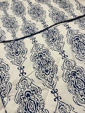 Pottery Barn Shams STANDARD Floral Medallions Blue White Quilted PAIR