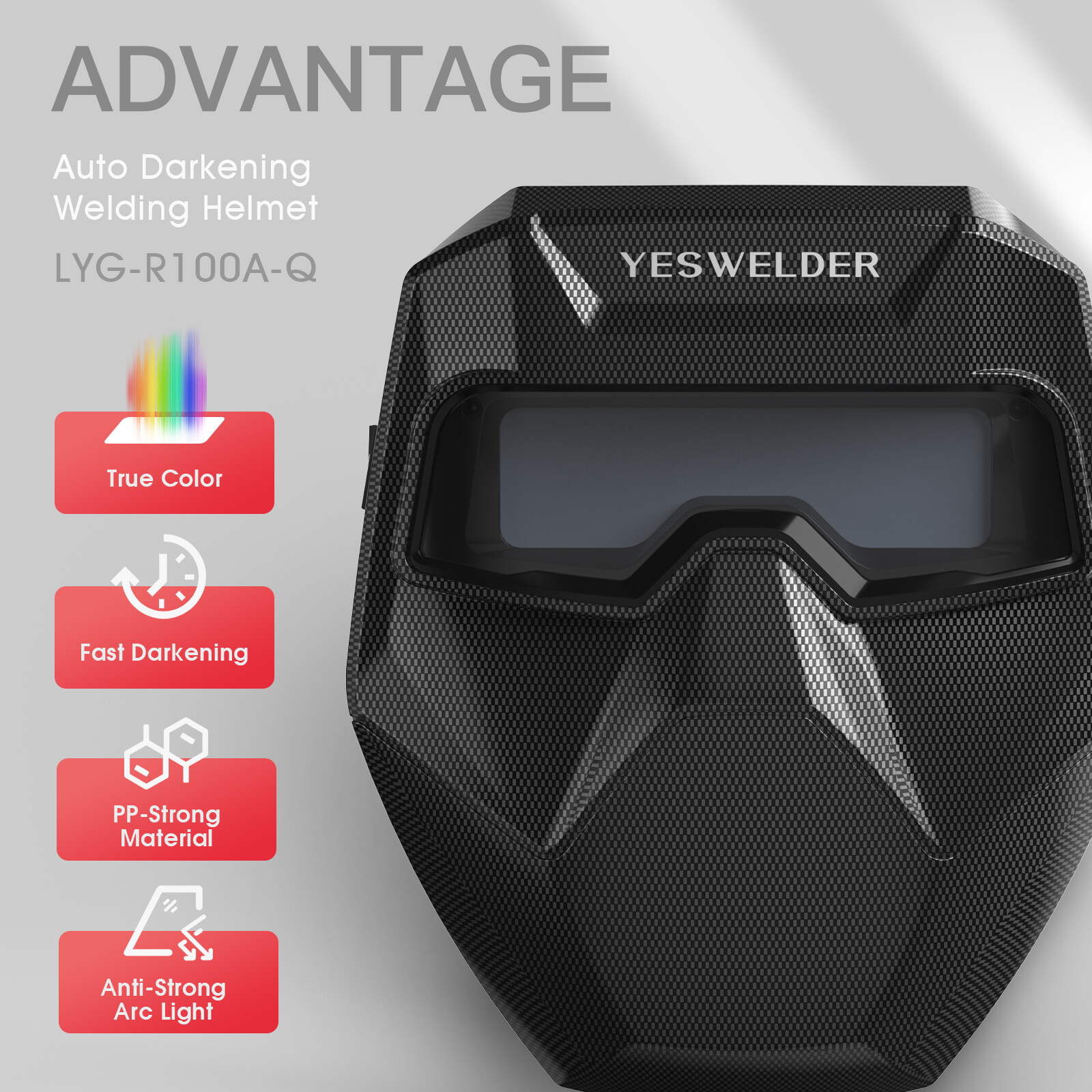 YESWELDER Auto-Darkening Welding Goggles 4/5-13 Shade w/Grind - Checkerboard