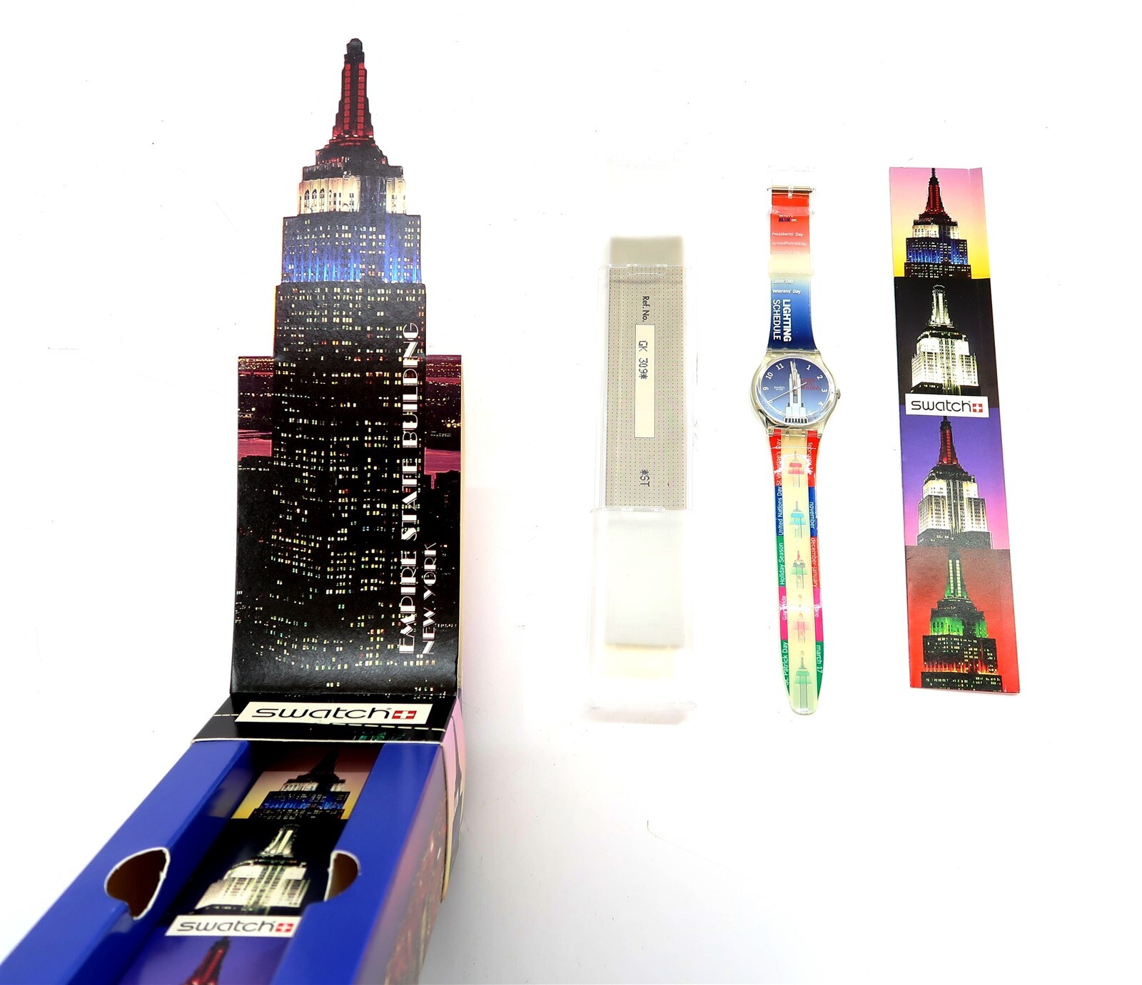 New 1999 Swatch Empire State Building Box Set GK309PACK Men's Watch GK309 NOS