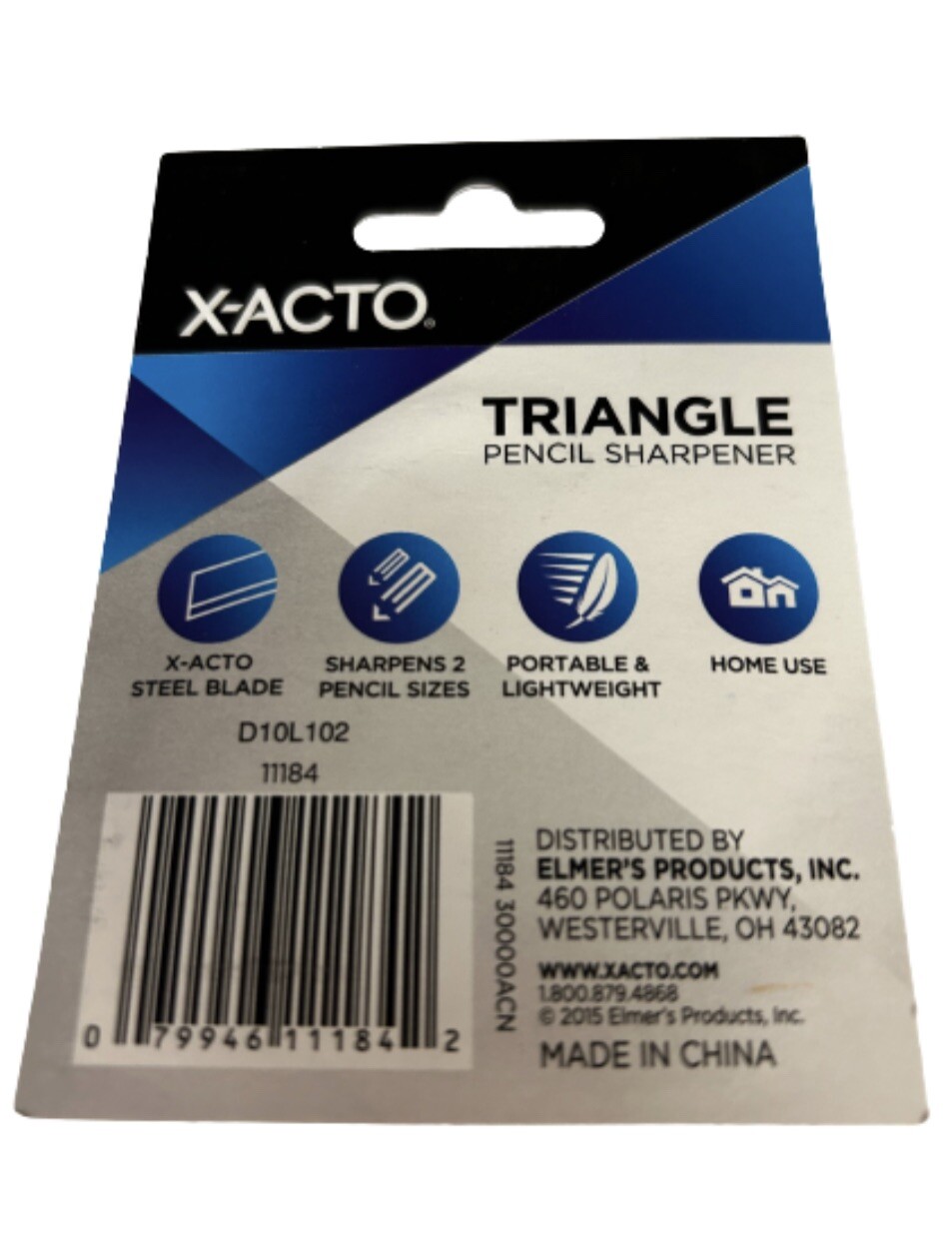 X-ACTO Triangle Manual Pencil Sharpener with Built-in Eraser, 1 pc Random Color