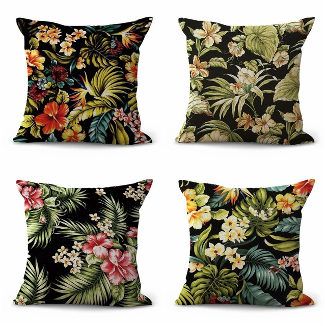 set of 4 aloha Hawaiian hibiscus plumeria cushion covers wholesale eBay
