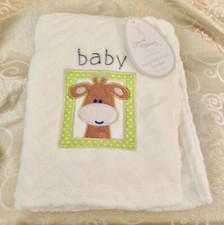 Baby Giraffe ~ Cream - Fleece Blanket Cot/Pram 'Special Delivery'  70x100cm-BNWT