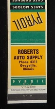 1950s Roberts Auto Supply Pyroil Saves Motors Phone 4311 Grayville IL Edwards Co