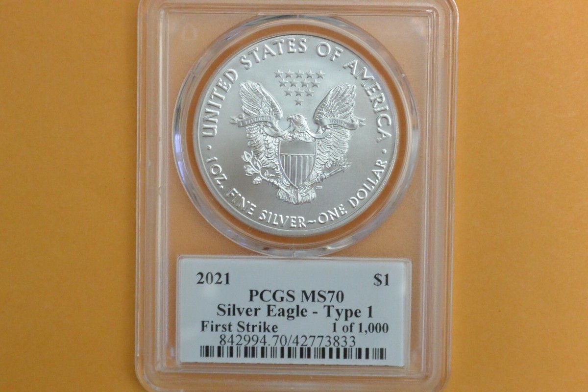 2021 $1 American Silver Eagle 1oz PCGS MS70 First Strike Thomas