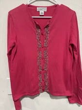 Women’s Saks Fifth Avenue Folio Collection L Hot Pink Beaded. Runs Small ** Read