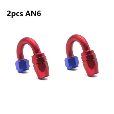 2pcs AN6 180 Degree Swivel Hose End Fitting Adapter for Braided CPE Fuel Line