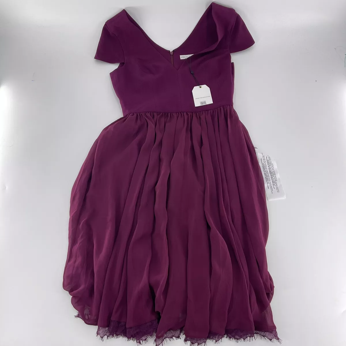 Dress The Population Corey Chiffon Fit Flare Cocktail Dress Size Medium